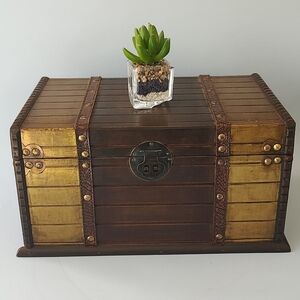 Vintage Decorative Brass and Wooden Box | Dark Academia Cottagecore Farmhouse